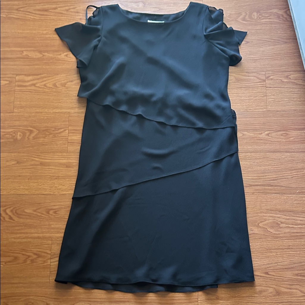 Danny & Nicole Women's Dress Black Size 18 Black Tiered Embellished Flowy